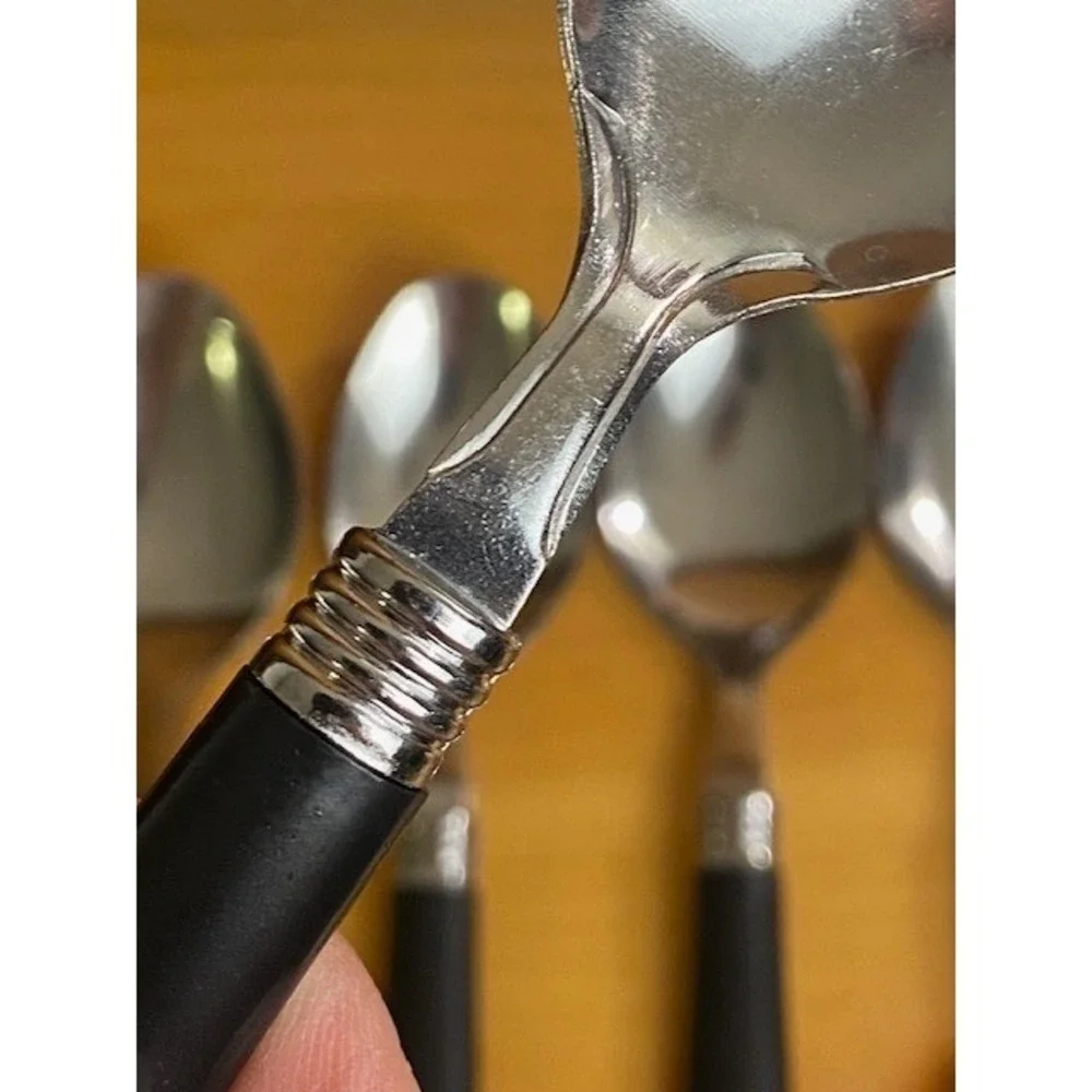 40pc Stainless Steel Flatware Set Basic Black Service for 8 Spoons Forks Knives